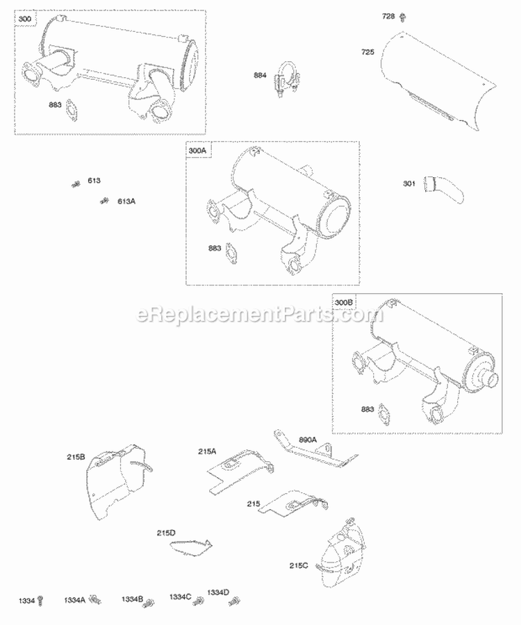 Mufflers Air Guides Diagram and Parts List for 542477-0116-E1  Briggs and Stratton Engine